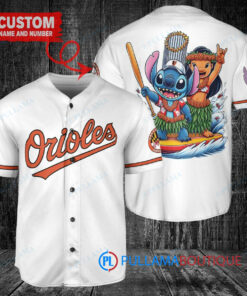 Baltimore Orioles x Lilo & Stitch with Trophy Baseball Jersey White