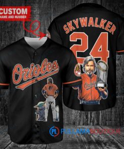 Baltimore Orioles x Luke Skywalker Star Wars with Trophy Custom Baseball Jersey Black