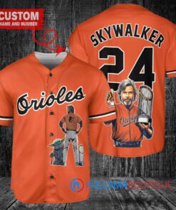 Baltimore Orioles x Luke Skywalker Star Wars with Trophy Custom Baseball Jersey Orange