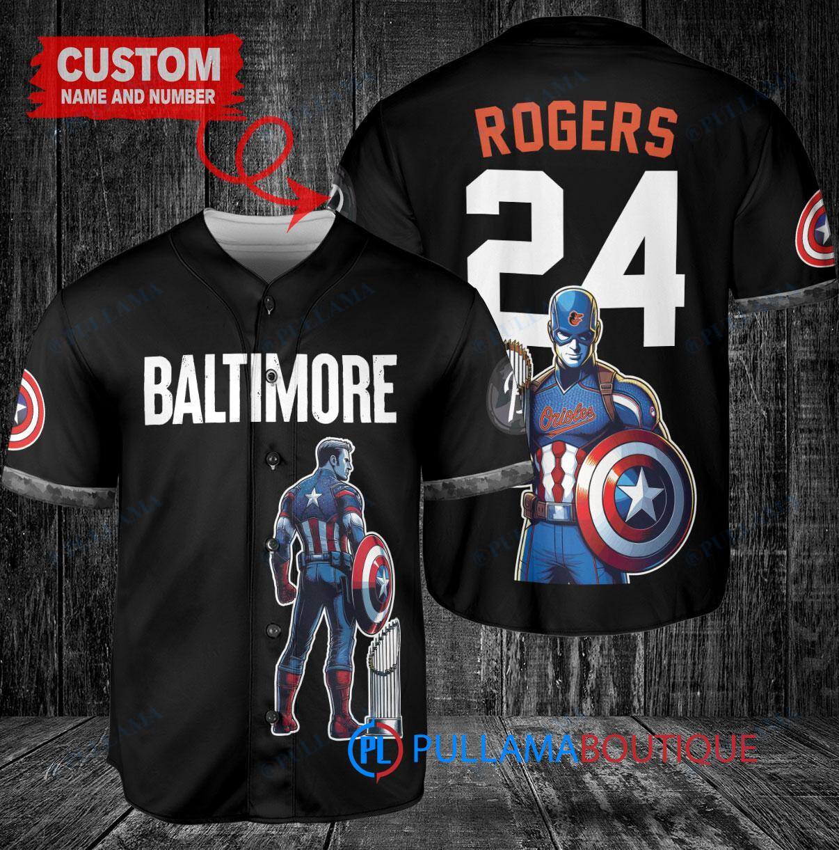 Baltimore Orioles x Marvel Captain America Steve Rogers Baseball Jersey White