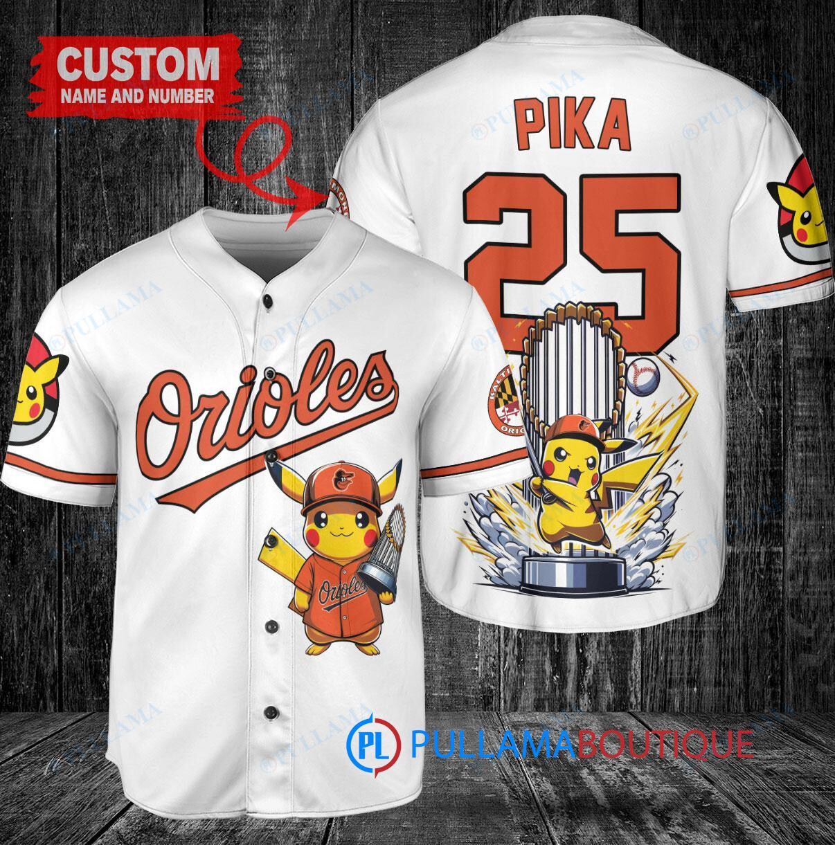 Milwaukee Brewers x Pikachu Pokemon with Trophy Custom Baseball Jersey Blue City Connect