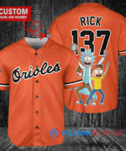 Baltimore Orioles x Rick and Morty with Trophy Custom Baseball Jersey Orange