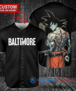 Baltimore Orioles x Son Goku Kakarot Super Saiyan Dragon Ball Z with Trophy Baseball Jersey Black City Connect