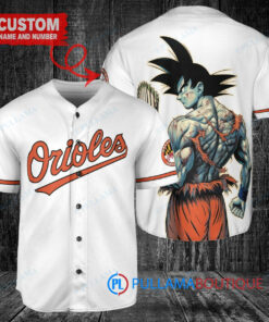 Baltimore Orioles x Son Goku Kakarot Super Saiyan Dragon Ball Z with Trophy Baseball Jersey White