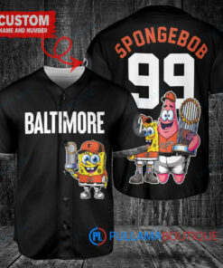 Baltimore Orioles x SpongeBob SquarePants with Trophy Custom Baseball Jersey Black City Connect