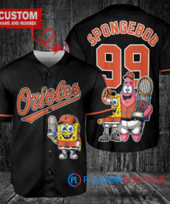 Baltimore Orioles x SpongeBob SquarePants with Trophy Custom Baseball Jersey Black