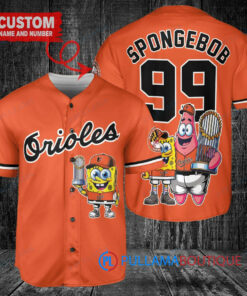 Baltimore Orioles x SpongeBob SquarePants with Trophy Custom Baseball Jersey Orange