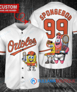 Baltimore Orioles x SpongeBob SquarePants with Trophy Custom Baseball Jersey White