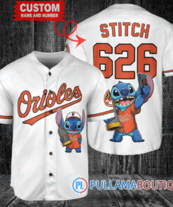 Baltimore Orioles x Stitch with Trophy Baseball Jersey White