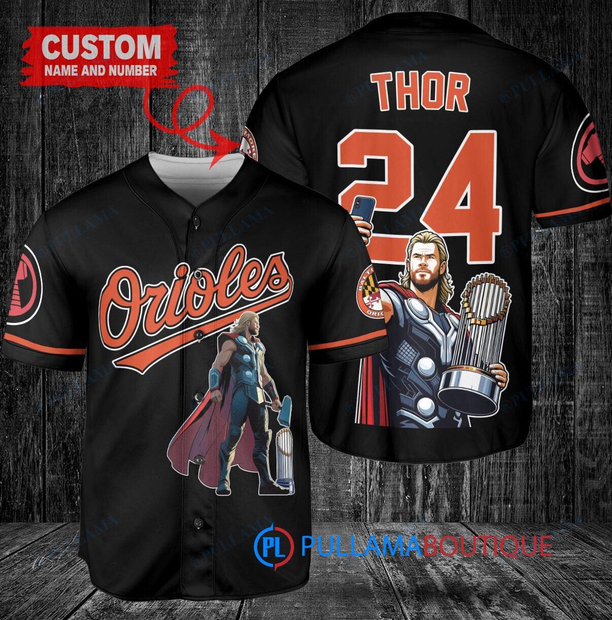 Houston Astros x Thor Marvel with Trophy Custom Baseball Jersey Orange