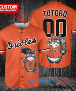 Baltimore Orioles x Totoro Studio Ghibli with Trophy Custom Baseball Jersey Orange