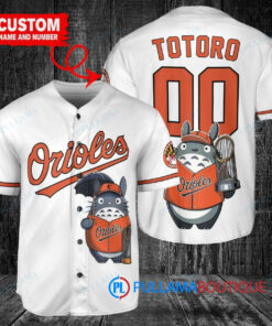 Baltimore Orioles x Totoro Studio Ghibli with Trophy Custom Baseball Jersey White