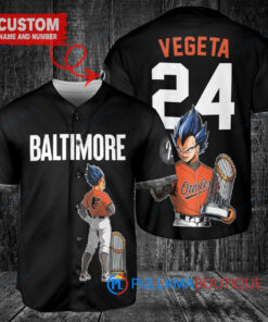 Baltimore Orioles x Vegeta Super Saiyan Dragon Ball Z with Trophy Custom Baseball Jersey Black City Connect