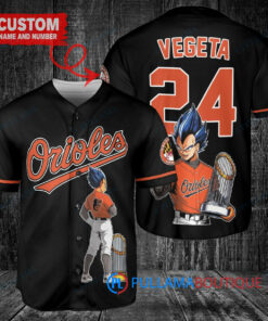 Baltimore Orioles x Vegeta Super Saiyan Dragon Ball Z with Trophy Custom Baseball Jersey Black