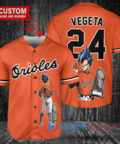 Baltimore Orioles x Vegeta Super Saiyan Dragon Ball Z with Trophy Custom Baseball Jersey Orange