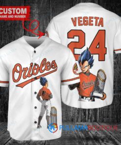 Baltimore Orioles x Vegeta Super Saiyan Dragon Ball Z with Trophy Custom Baseball Jersey White