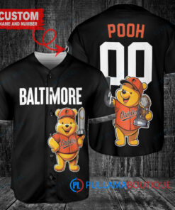 Baltimore Orioles x Winnie the Pooh with Trophy Custom Baseball Jersey Black City Connect