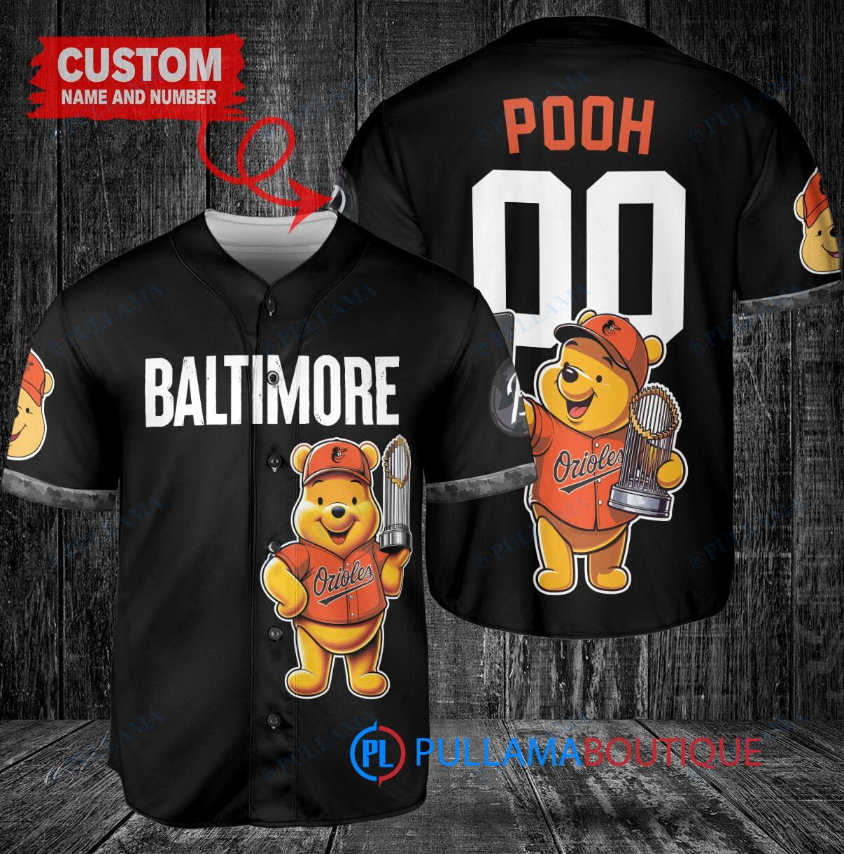 Texas Rangers x Winnie the Pooh with Trophy Custom Baseball Jersey White