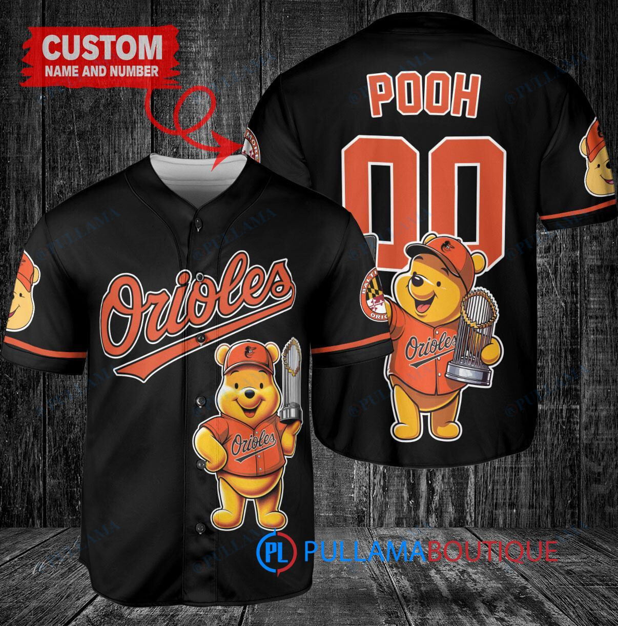 Atlanta Braves x Winnie the Pooh with Trophy Custom Baseball Jersey Gray