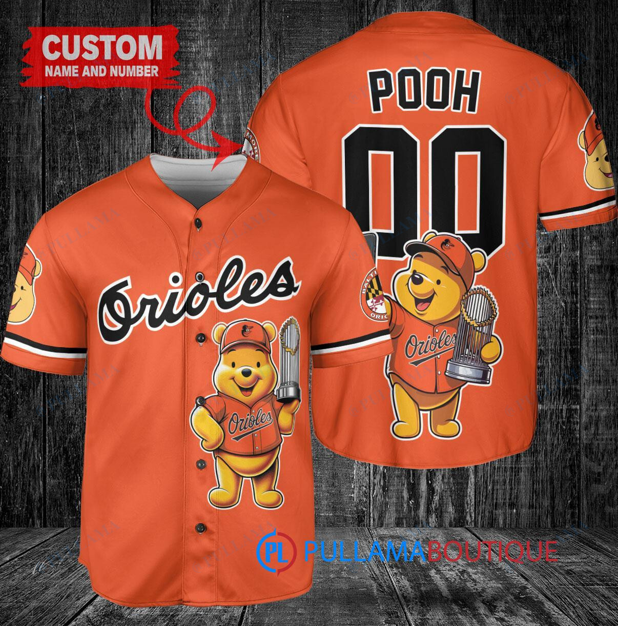 Atlanta Braves x Winnie the Pooh with Trophy Custom Baseball Jersey White