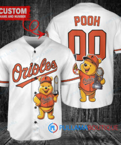 Baltimore Orioles x Winnie the Pooh with Trophy Custom Baseball Jersey White