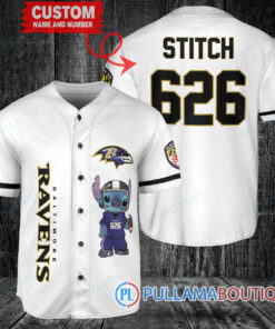 Baltimore Ravens Stitch Custom Baseball Jersey White