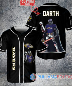 Baltimore Ravens x Darth Vader Star Wars with Trophy Custom Baseball Jersey Black