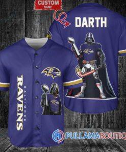 Baltimore Ravens x Darth Vader Star Wars with Trophy Custom Baseball Jersey Purple