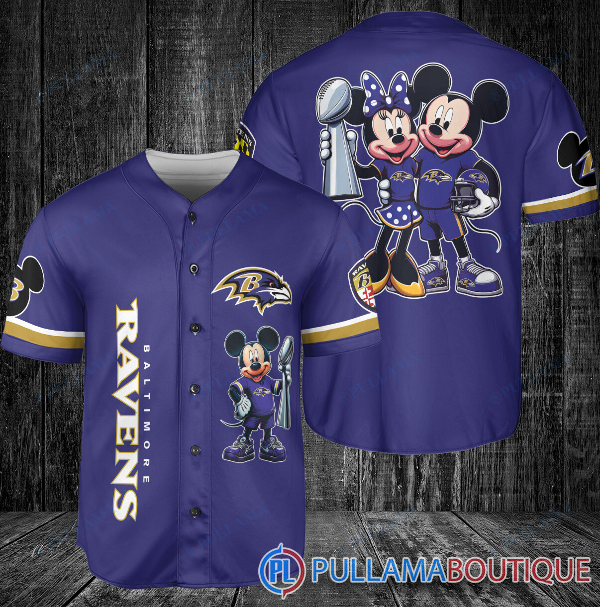 Detroit Lions x Mickey and Minnie with Trophy Baseball Jersey Gray