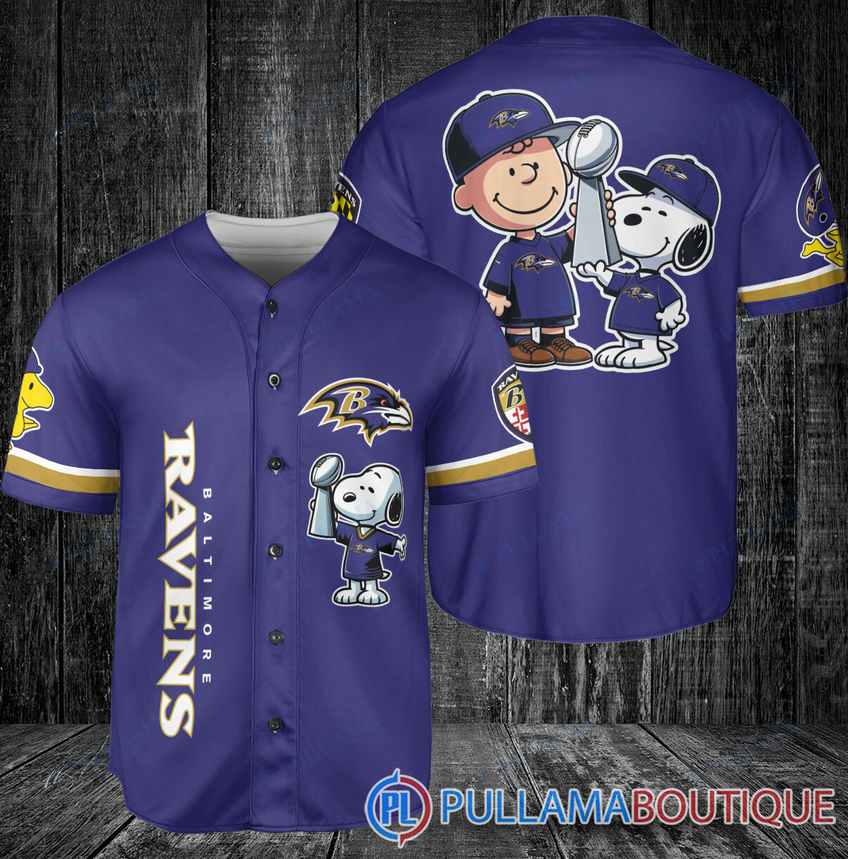 Carolina Panthers x Snoopy and Charlie Brown with Trophy Baseball Jersey Black