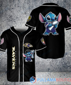 Baltimore Ravens x Stitch with Trophy Baseball Jersey Black