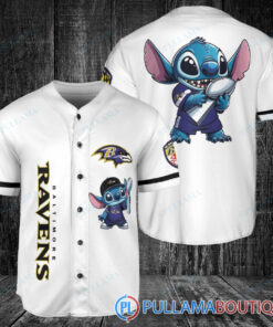 Baltimore Ravens x Stitch with Trophy Baseball Jersey White