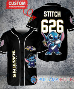 Baltimore Ravens x Stitch with Trophy Custom Baseball Jersey Black