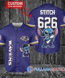 Baltimore Ravens x Stitch with Trophy Custom Baseball Jersey Purple