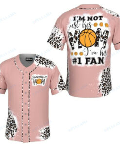 Basketball Mom Number 1 Fan Pink Leopard Baseball Jersey