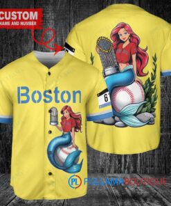 Boston Red Sox Ariel Mermaid Trophy Baseball Jersey – Gold/Light Blue City Connect