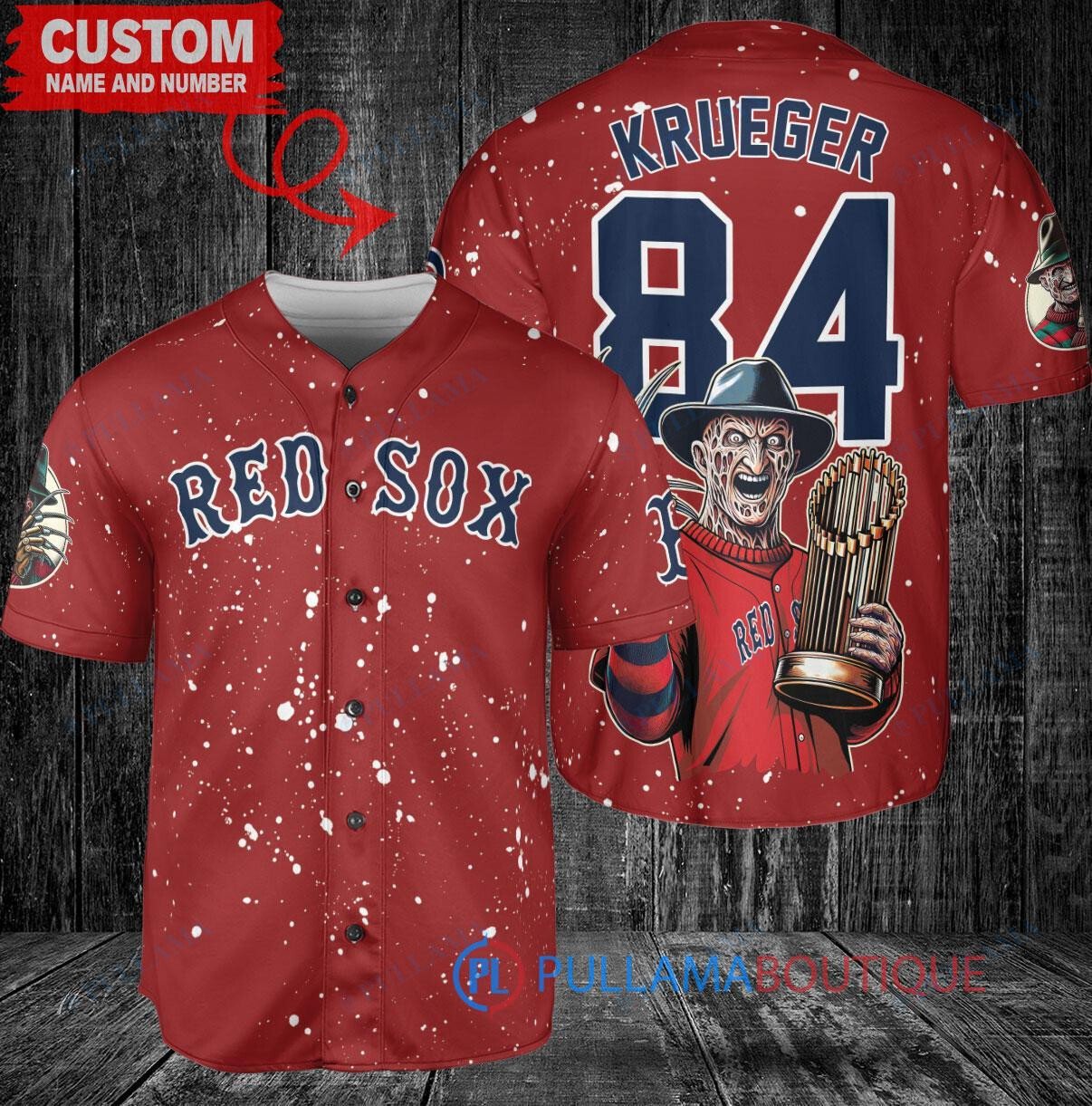 New York Mets x Freddy Krueger A Nightmare on Elm Street Halloween with World Series Trophy Custom Baseball Jersey Royal