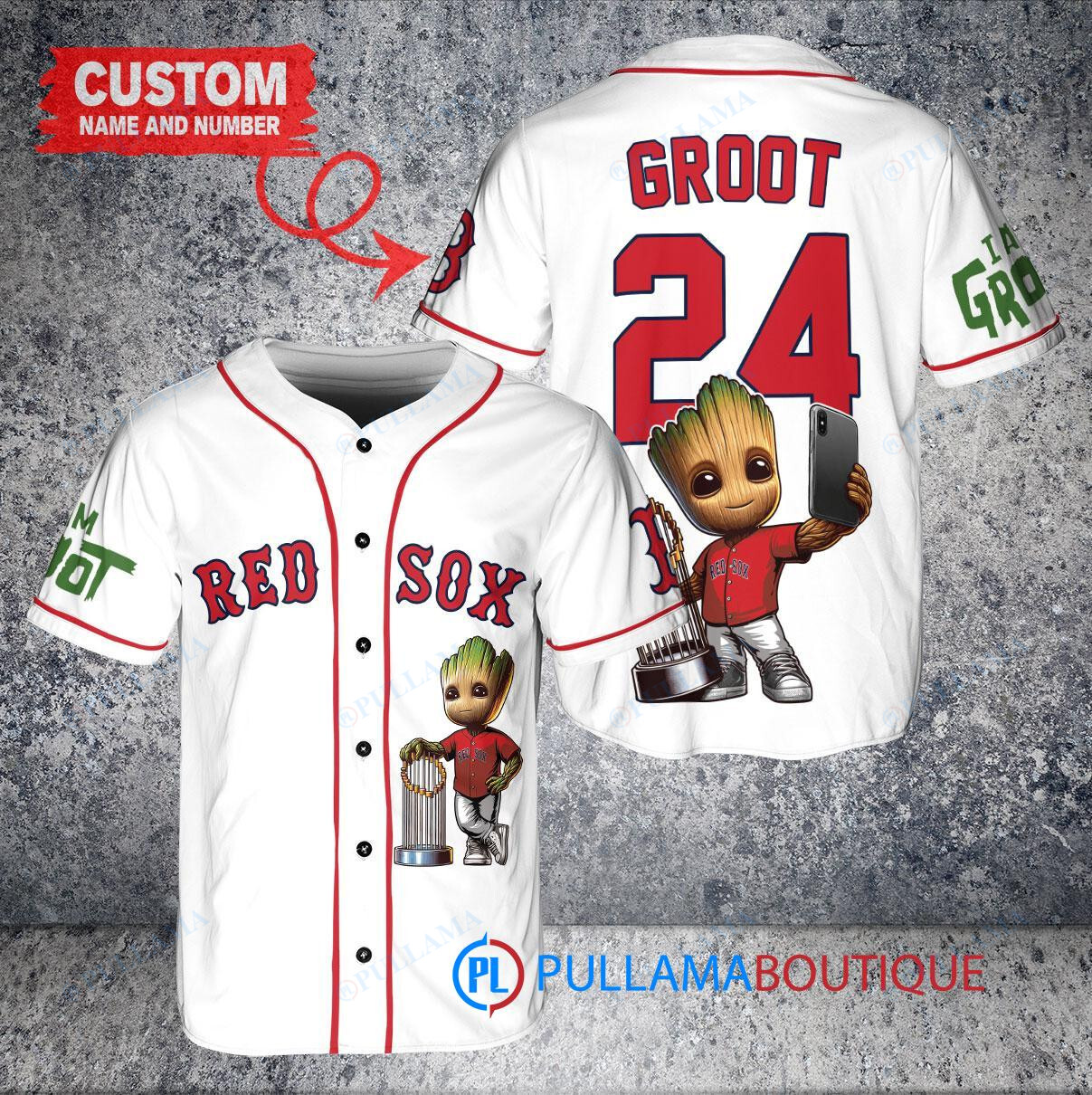 Detroit Tigers x Baby Groot Marvel Guardians Of The Galaxy with Trophy Custom Baseball Jersey Navy