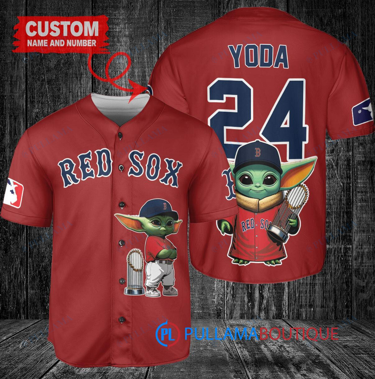 Los Angeles Dodgers x Baby Yoda Star Wars The Mandalorian with Trophy Custom Baseball Jersey Navy