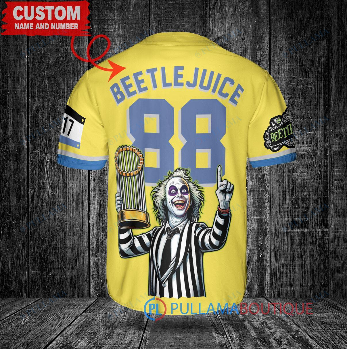 LA Angels Beetlejuice Halloween World Series Trophy Baseball Jersey Red