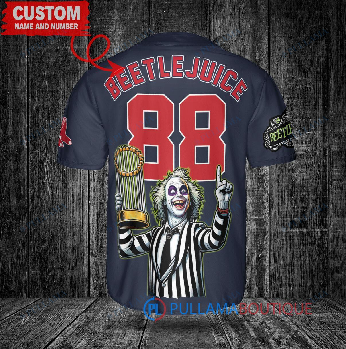 Pittsburgh Pirates x Beetlejuice Halloween with World Series Trophy Custom Baseball Jersey Gray