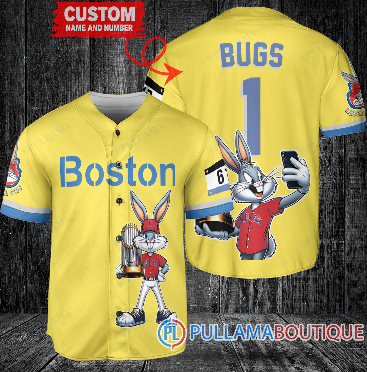 Atlanta Braves x Bugs Bunny with Trophy Baseball Jersey Gray