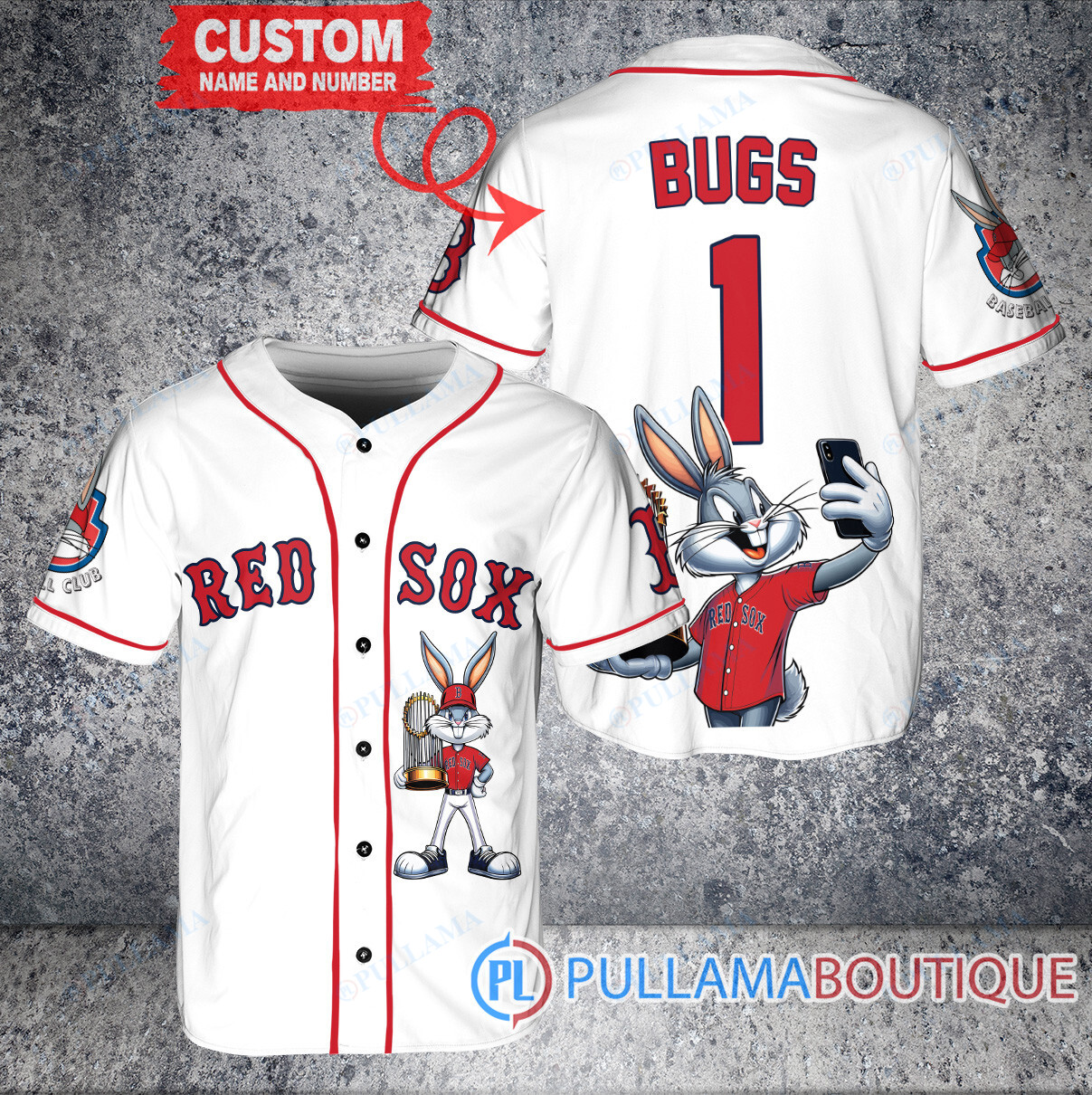 Chicago Cubs x Bugs Bunny with Trophy Baseball Jersey Gray