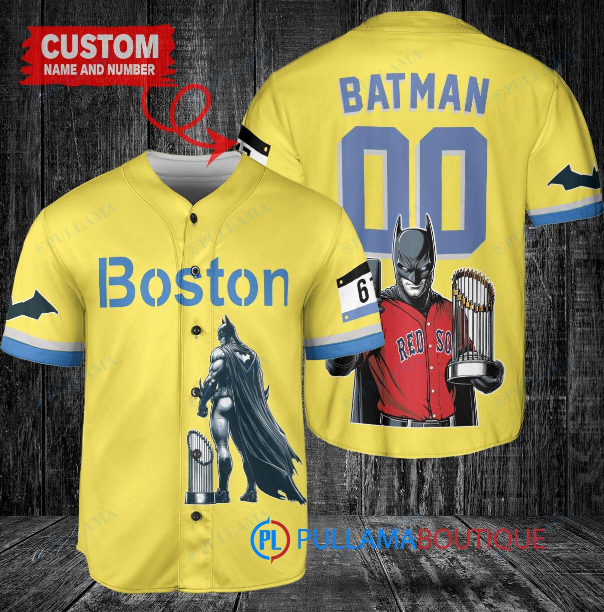 Miami Marlins x DC Comics Batman The Dark Knight with Trophy Custom Baseball Jersey Black