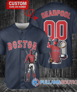 Boston Red Sox x Deadpool with Trophy Baseball Jersey Navy