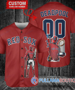 Boston Red Sox x Deadpool with Trophy Baseball Jersey Red