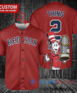 Boston Red Sox x Dr Seuss with World Series Trophy Custom Baseball Jersey Red