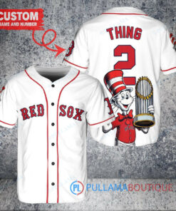 Boston Red Sox x Dr Seuss with World Series Trophy Custom Baseball Jersey White