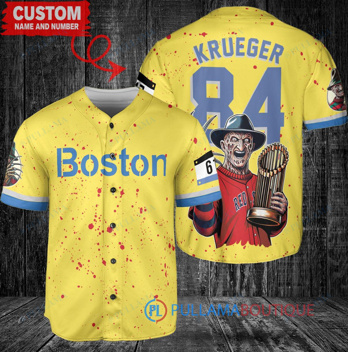 NY Mets Freddy Krueger Halloween World Series Trophy Baseball Jersey White