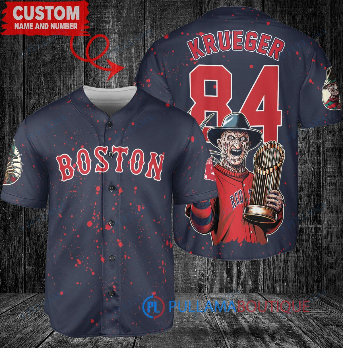 Houston Astros x Freddy Krueger A Nightmare on Elm Street Halloween with World Series Trophy Custom Baseball Jersey Gray